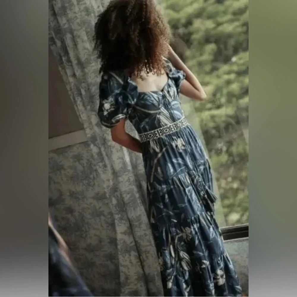 $1350 New Johanna Ortiz Botanical Heritage Long Floral Crepe Dress - Picture 1 of 15
